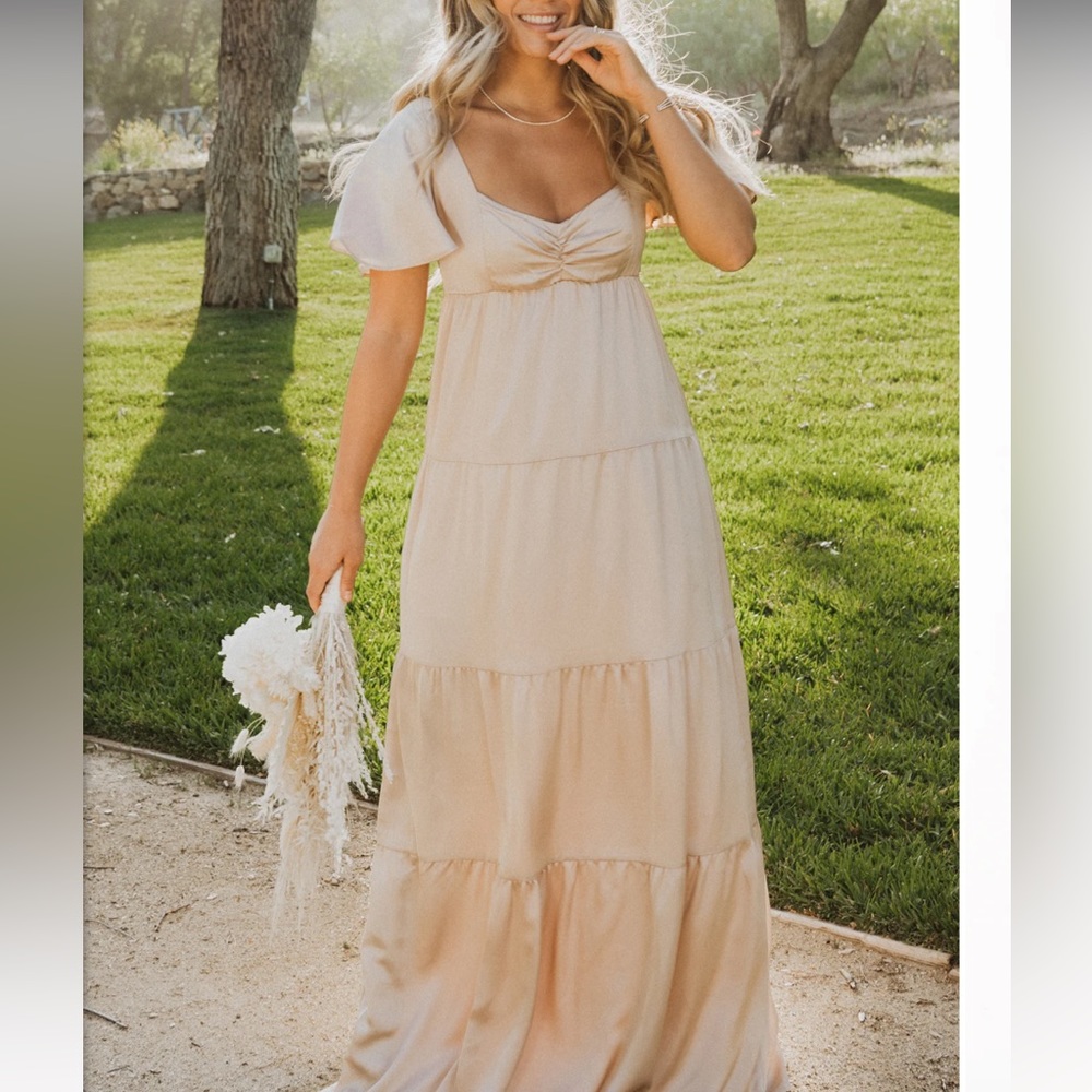 Show Me Your Mumu Bridesmaid Dress-Champagne Luxe Satin